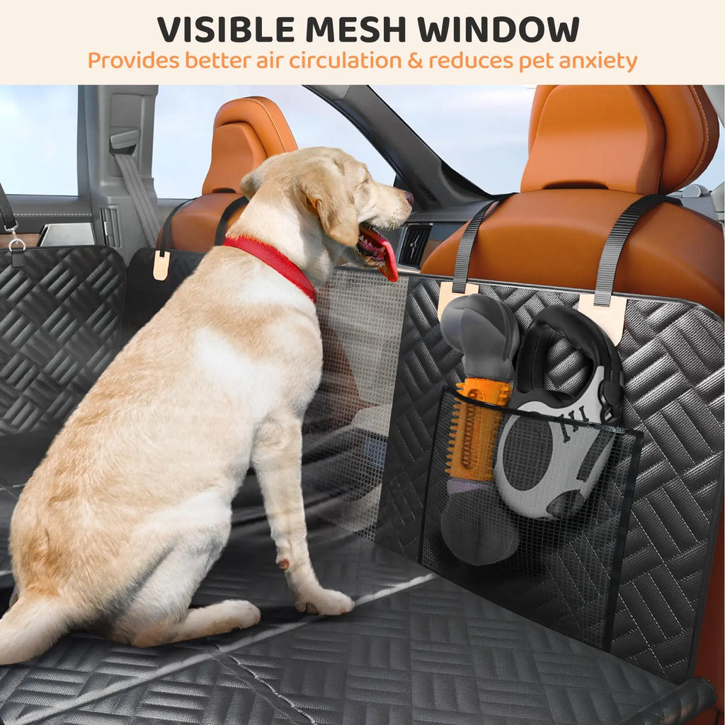Car Rear Seat Cover, Hard Bottom Rear Seat Extender, Load-Bearing 400 Pounds, 600D Heavy-Duty Anti-Scratch Washable for Cars and Suvs