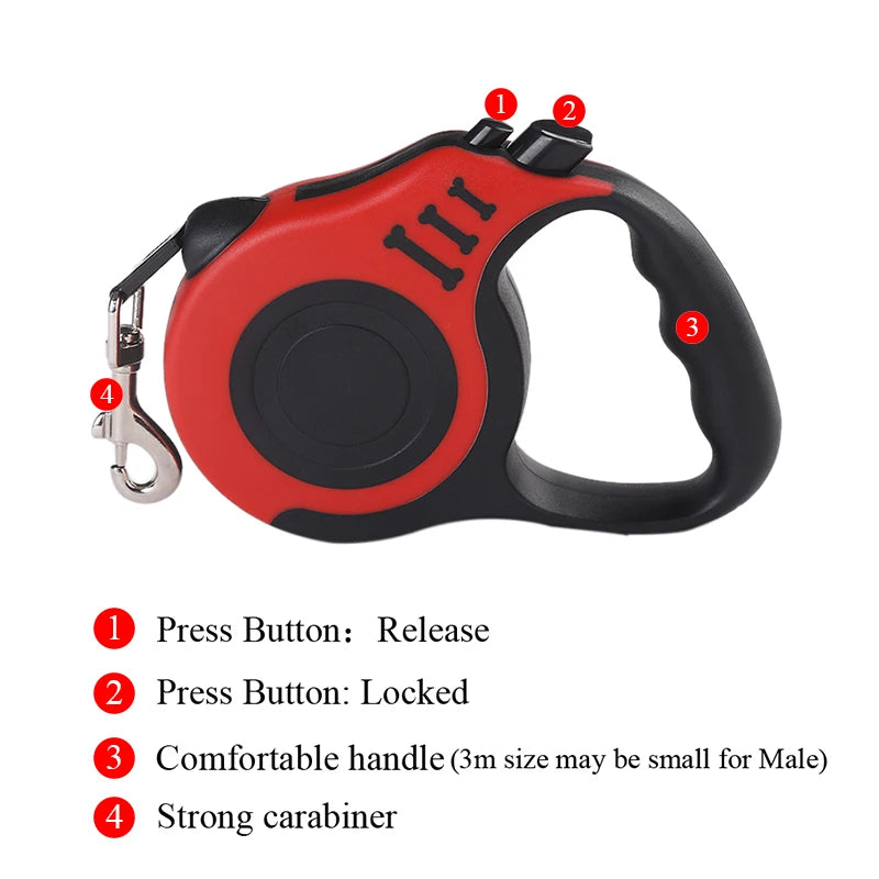 3m 5m Dog Leash for Small Dogs Cat Automatic Retractable Durable Nylon Lead Outdoor Travel Walking Hiking