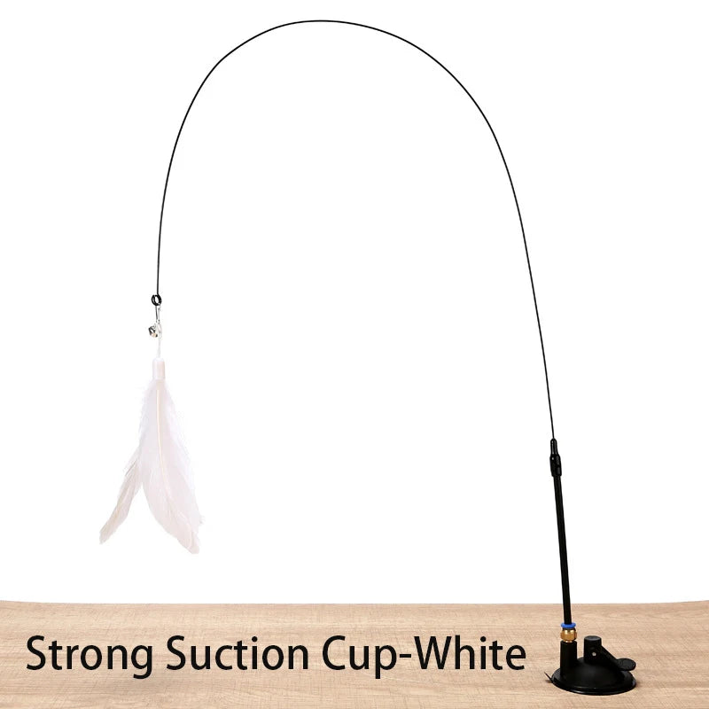 Interactive Cat Toy Handfree Cat Stick Kitten Teaser Wand Toy Suction Cup Feather Wand
Simulation Feather