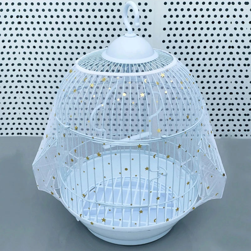 Bird Cage Easy Cleaning Covers Mesh Seed Catcher Guard Bird Cage Net Shell Skirt Dust-proof Airy Mesh Parrot Portable Cage