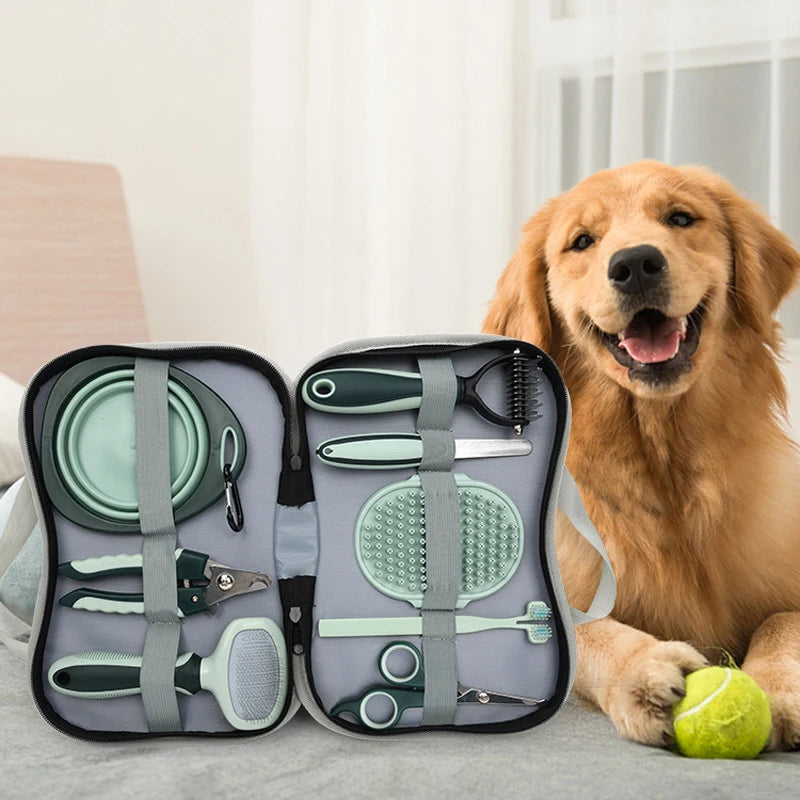 8 in 1 Dog Cat Grooming Comb Set Pet Cleaning Brush Pet Multi-Functional Cleaning Set Cat Hair Removal Brush Kit