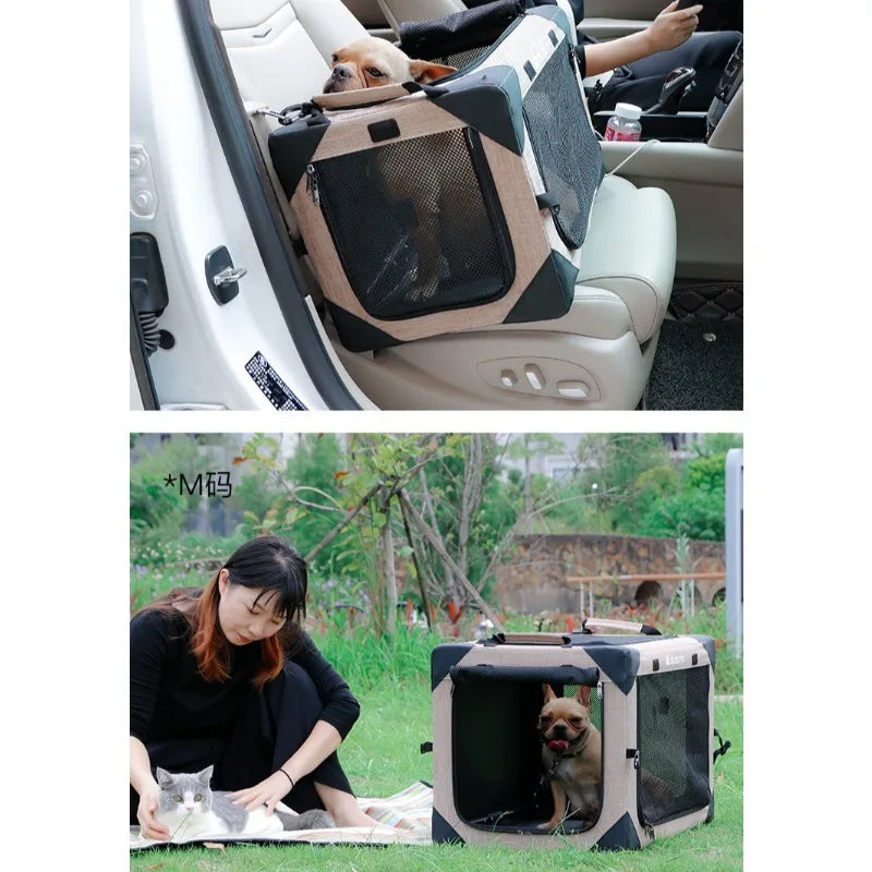 Dog Crate Travel Foldable Pet Crate for Puppy/Small Dog  Fit for Indoor & Outdoor/Car Back Seat/Trunk
