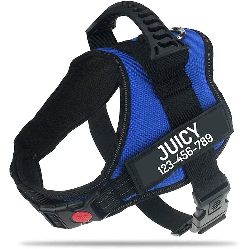 New Dog Harness High Quality Nylon Adjustable Custom ID Dog Name Small Large Dog Vest Harness