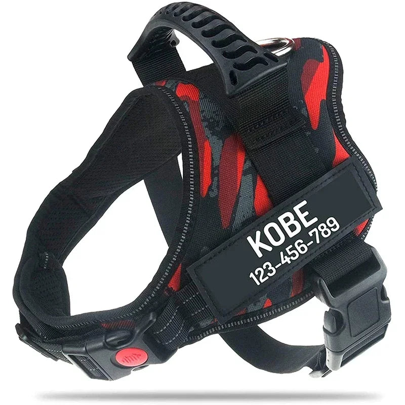 New Dog Harness High Quality Nylon Adjustable Custom ID Dog Name Small Large Dog Vest Harness