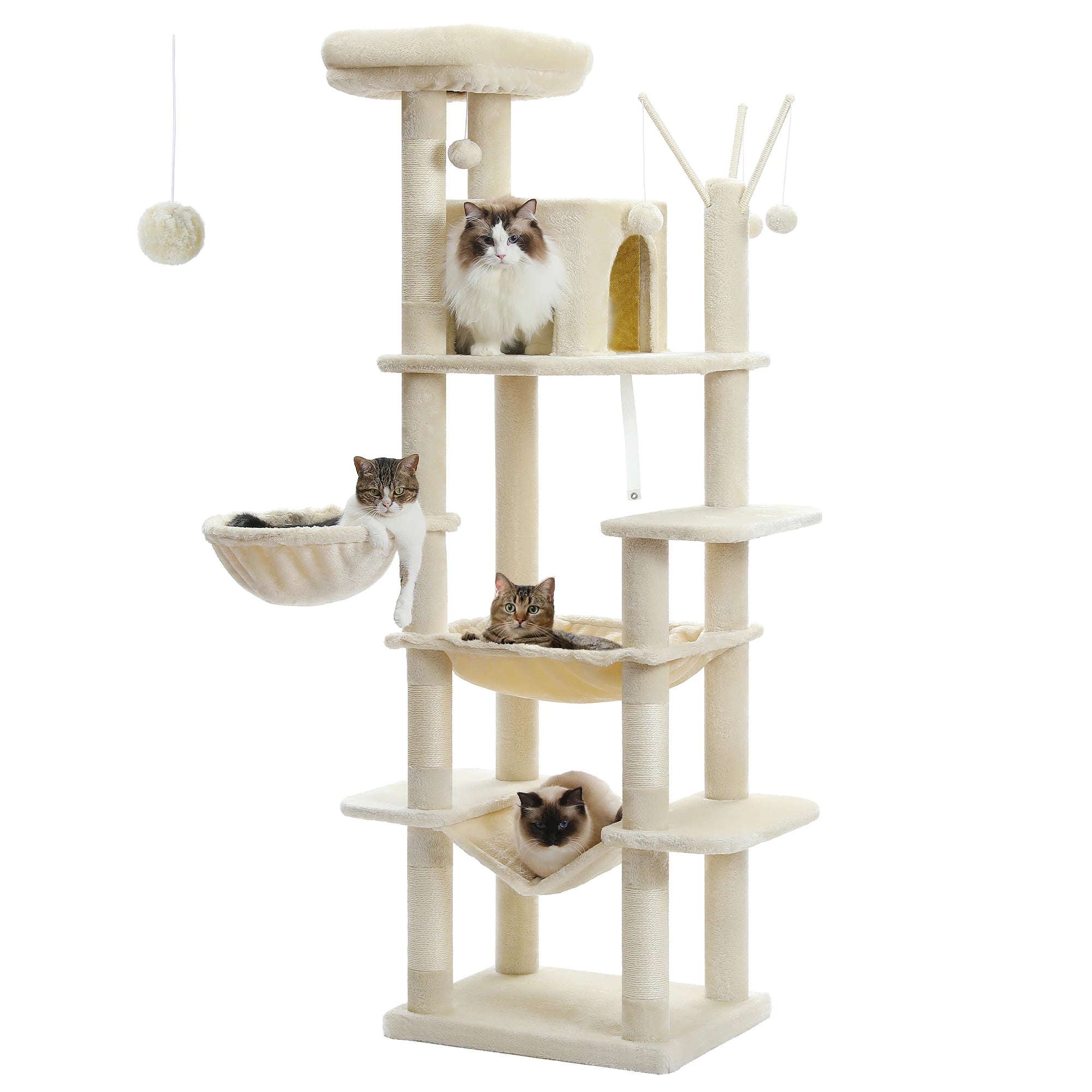 Large Cat Tree Tall Cat Tower for Indoor Cats Multi-Level Plush Cat Condo with Scratching Post