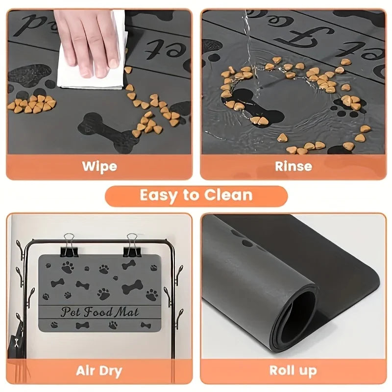 Absorbent Pet Feeding Mat For Food And Water Bowl, +Waterproof Rubber Backing Quick Dry