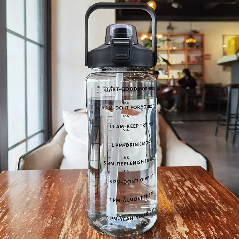 2 Liters Plastic Kettle Large Portable Travel Water Bottle with Straw