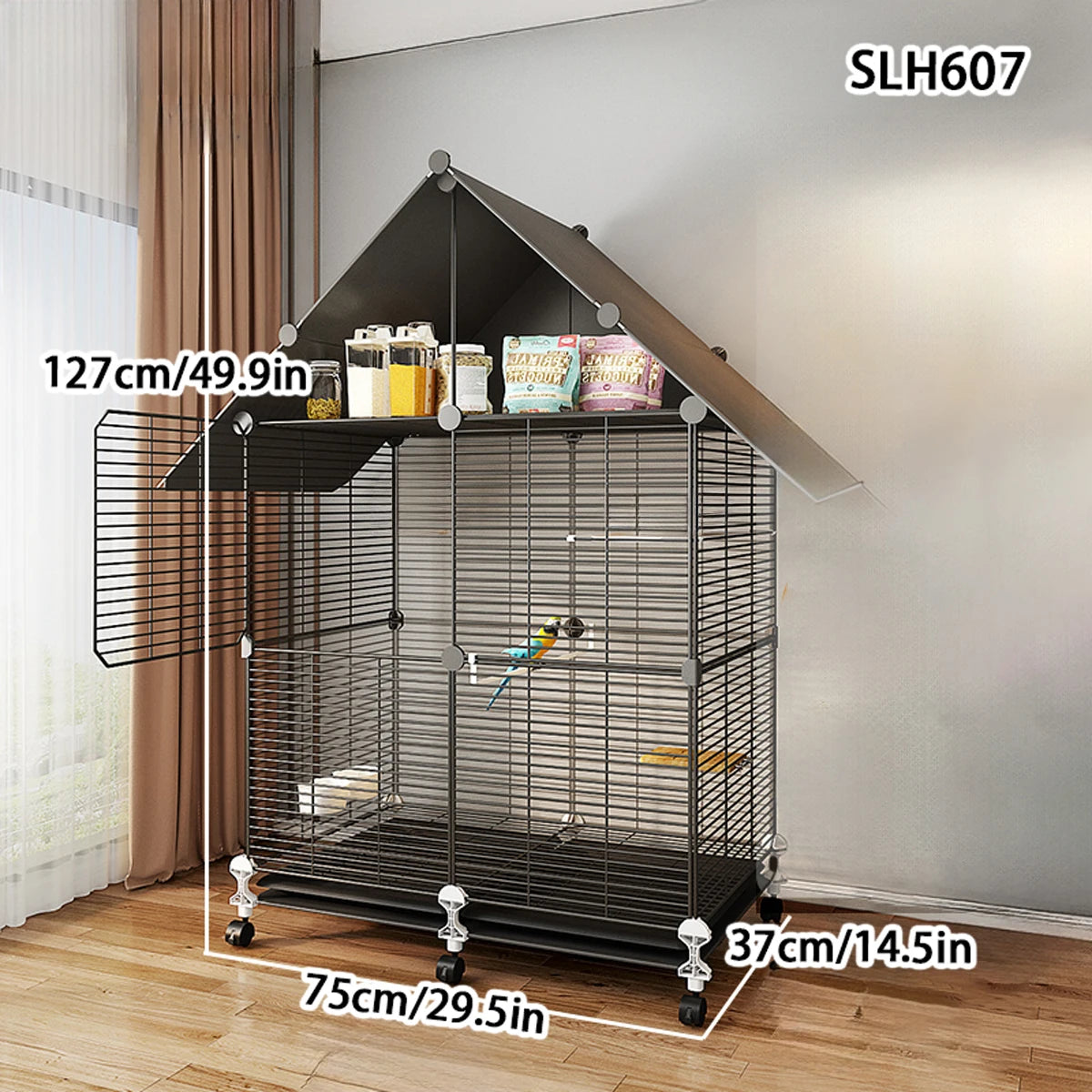 Large Bird Cage, Parrot Cage, Luxury Villa, with Toilet and Bird Bowl, Iron Art Cage