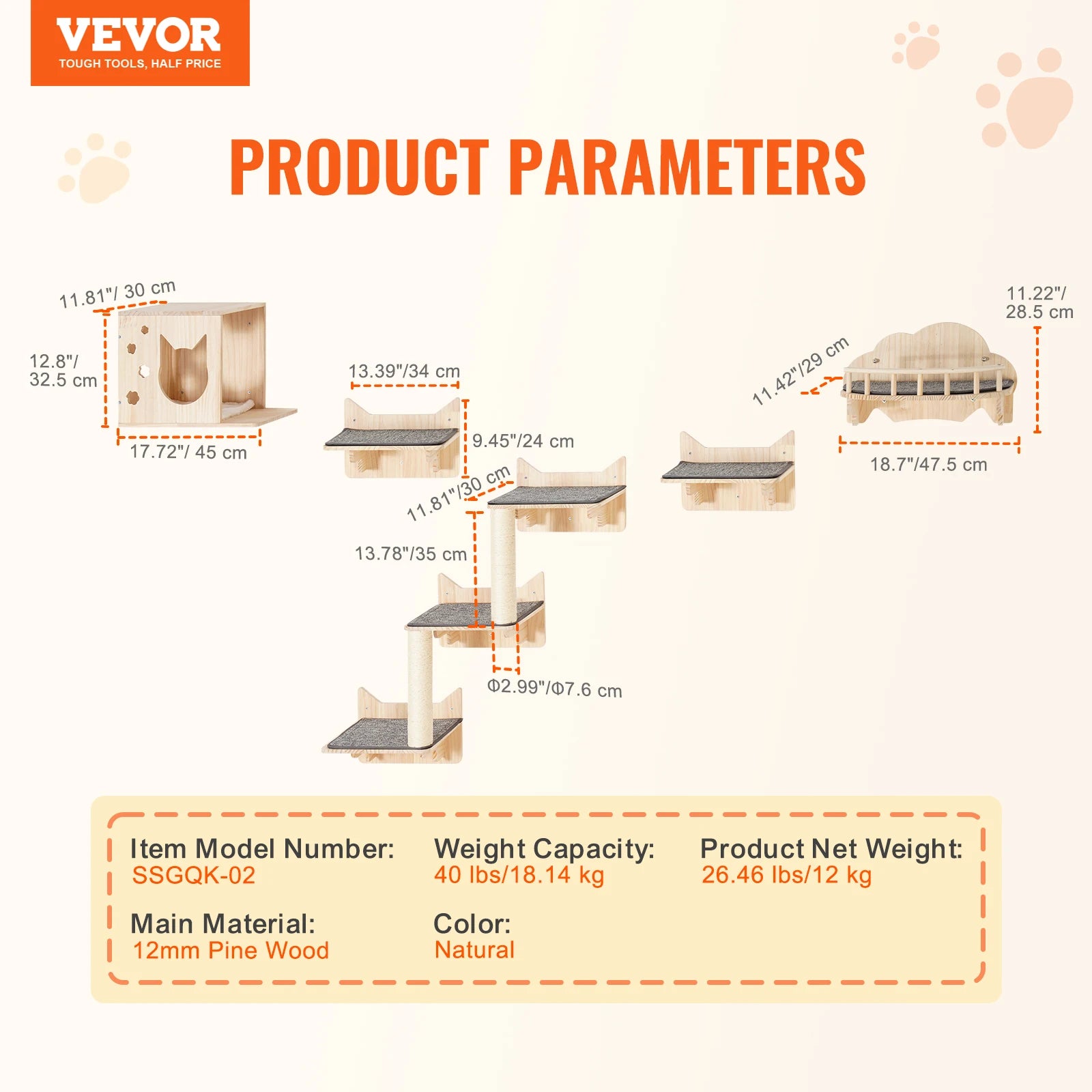Wall Mounted Cat Wall Shelves and Perches with Jumping Boards Hammocks & Cat Tree