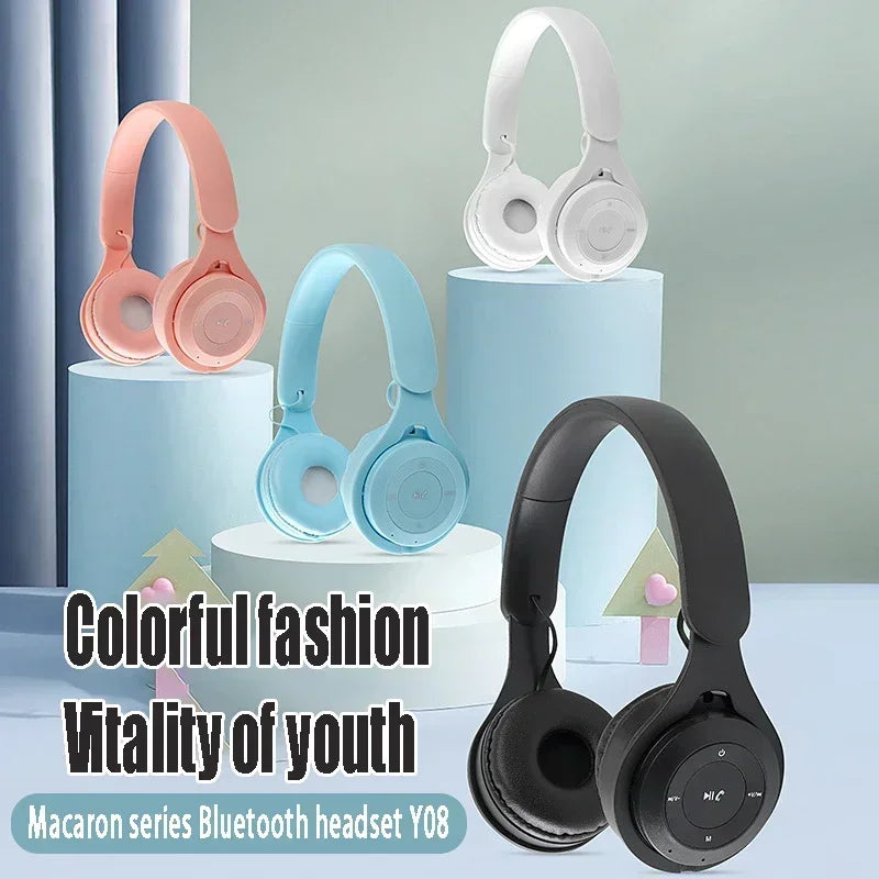 Stereo Y08 Headset 5.3 Bluetooth Headset Folding Wireless Sports Gaming Headsets Over-ear Headphones for Android ios