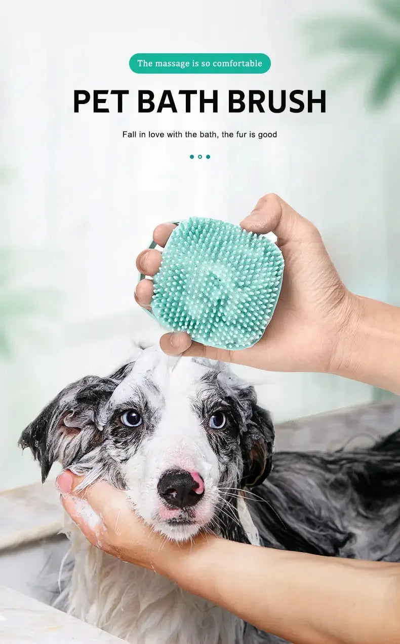 Puppy Big Dog Cat Bath Massage Gloves Brush Soft Safety Silicone