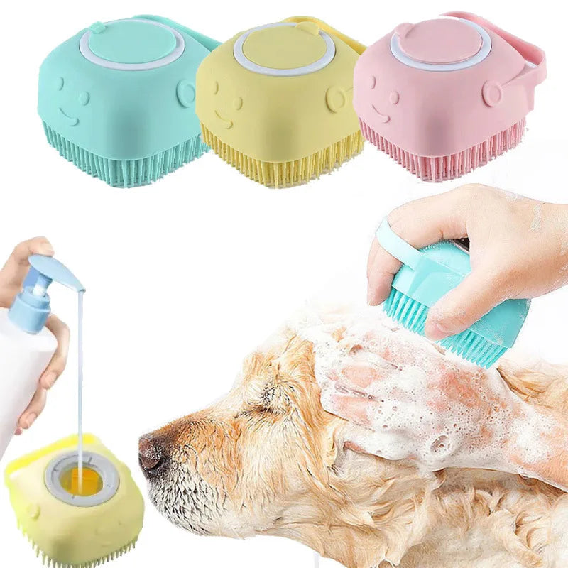 Puppy Big Dog Cat Bath Massage Gloves Brush Soft Safety Silicone