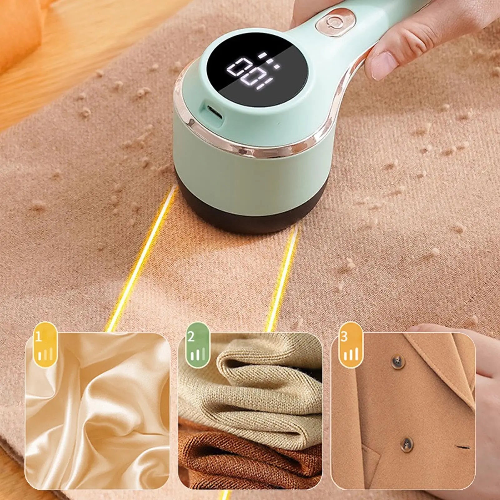Portable Lint Remover Electric USB Clothes Cleaning Brush with LED Digital