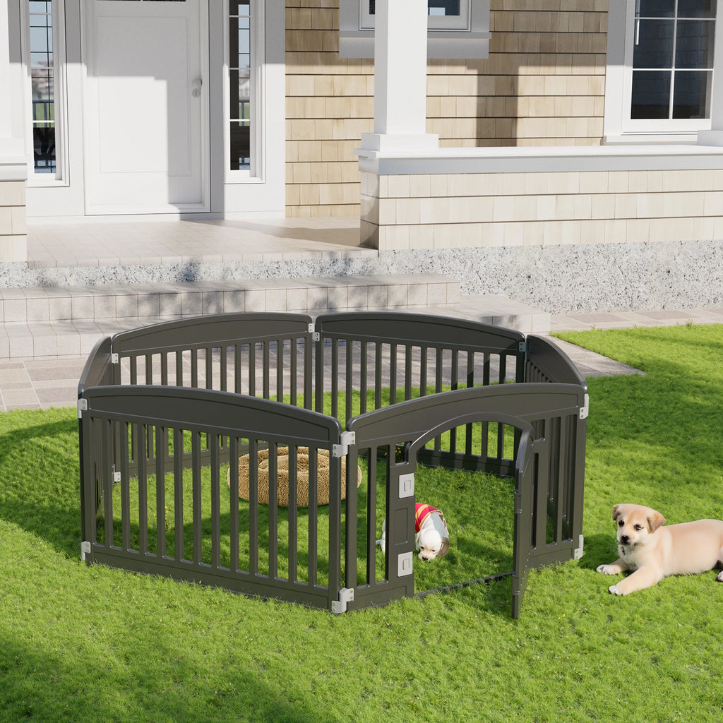 JHK Plastic Dog Playpen 6 Panel 24IN Expandable Durable Pet Fence for Medium Dogs Indoor Outdoor Folding Portable
 Playpen