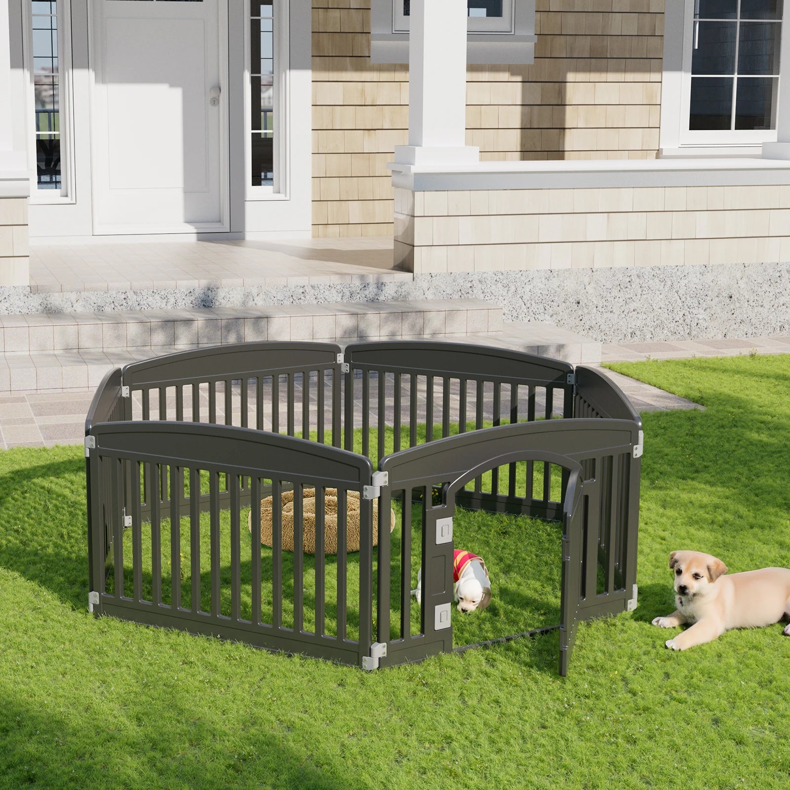 JHK Plastic Dog Playpen 6 Panel 24IN Expandable Durable Pet Fence for Medium Dogs Indoor Outdoor Folding Portable
 Playpen
