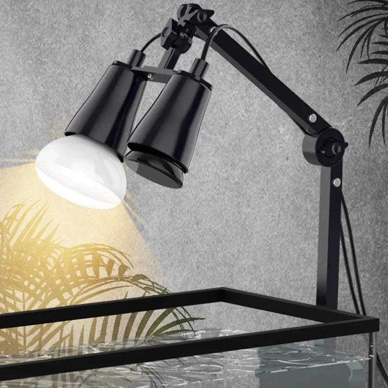 Reptile Terrarium Adjustable Dual-head Lamp Stand Adsorption Removable UVB UVA Lamp Stand Habitat