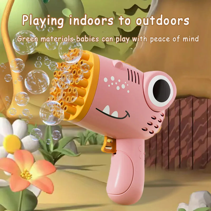 40 Hole Dinosaur Handheld Bubble Machine, Electric Bubble Gun Outdoor Toy(without Bubble Water)