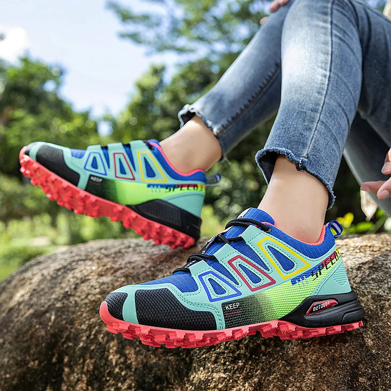 Hiking Shoes Women's Outdoor Hiking Sports Shoes, Non-slip Shoes, Breathable Lace-up Climbing Shoes, Cycling