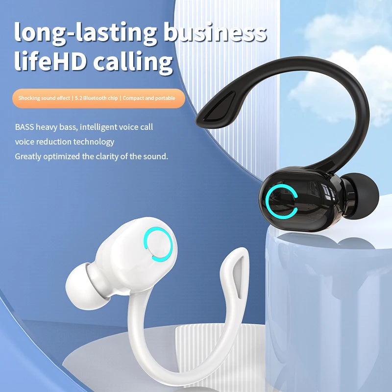 Wireless Bluetooth Earphones HIFI Bass With HD MIC Ear-Hook Earbuds Noise Cancelling Waterproof Headsets