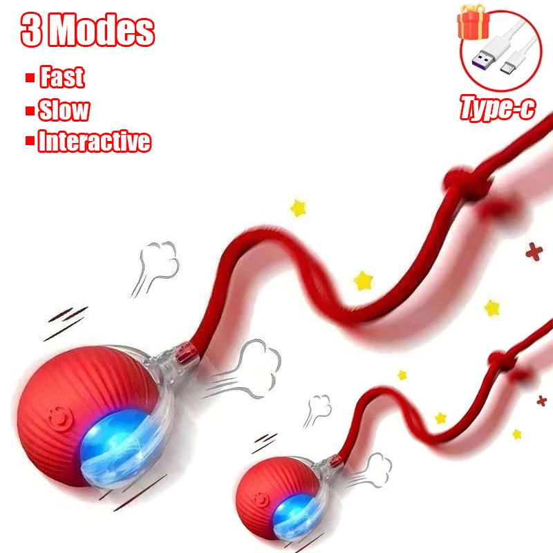 New Cat Interactive Ball Toy Automatic Rolling Ball Faux Tail Rechargeable Smart Pet Electric Toy Dog Cat Training