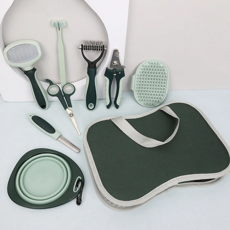 8 in 1 Dog Cat Grooming Comb Set Pet Cleaning Brush Pet Multi-Functional Cleaning Set Cat Hair Removal Brush Kit