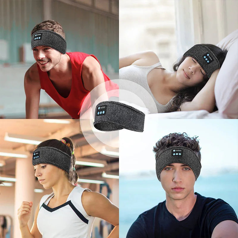 Bluetooth Headband Headphones Wireless Music Sports Hairband Running Fitness Sweatband Earphones Soft Headset