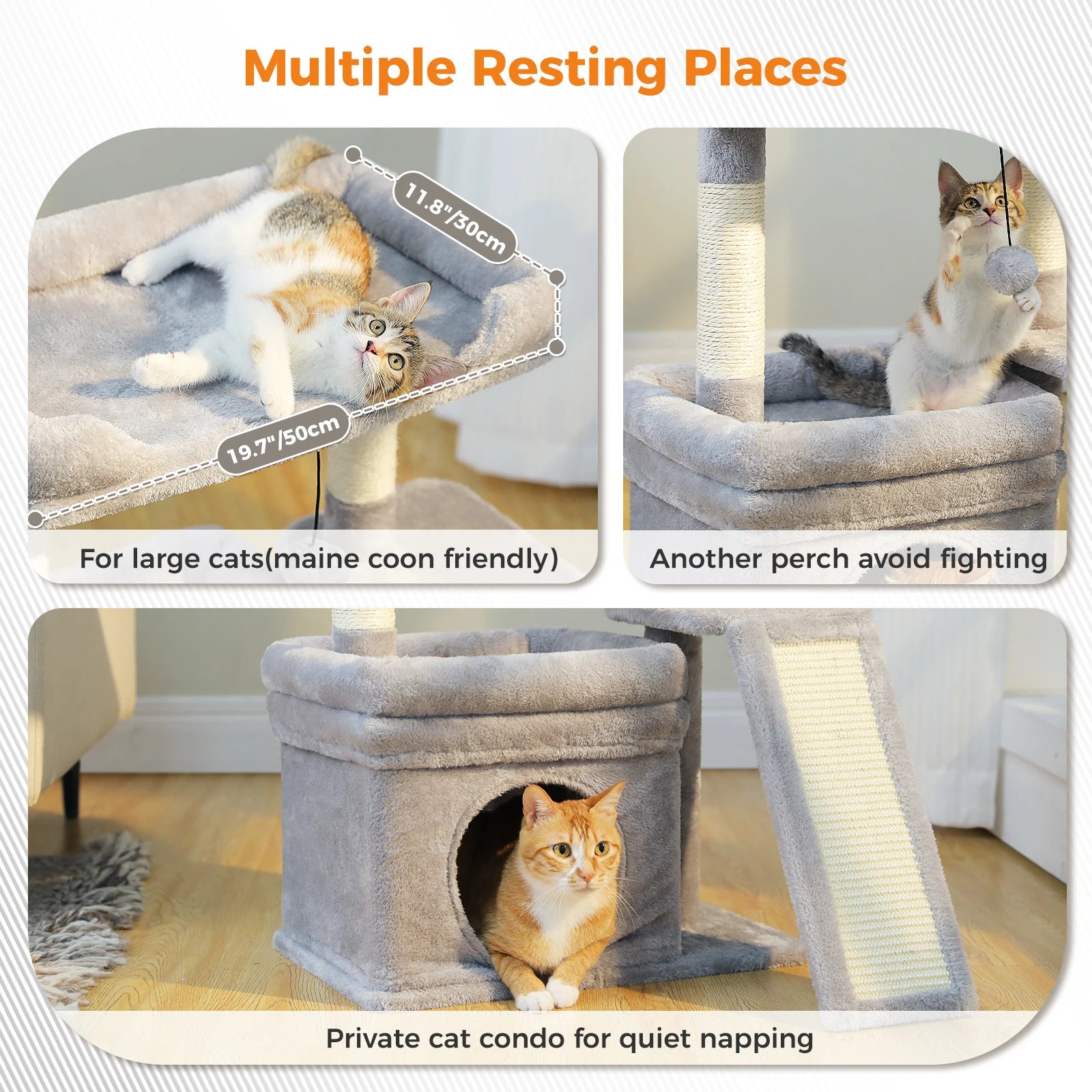 Small Cat Tree for Indoor Cat Tower with Wide Top Perch