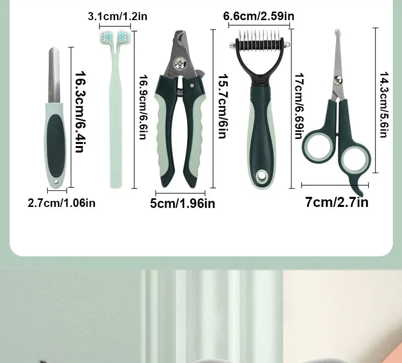 8 in 1 Dog Cat Grooming Comb Set Pet Cleaning Brush Pet Multi-Functional Cleaning Set Cat Hair Removal Brush Kit