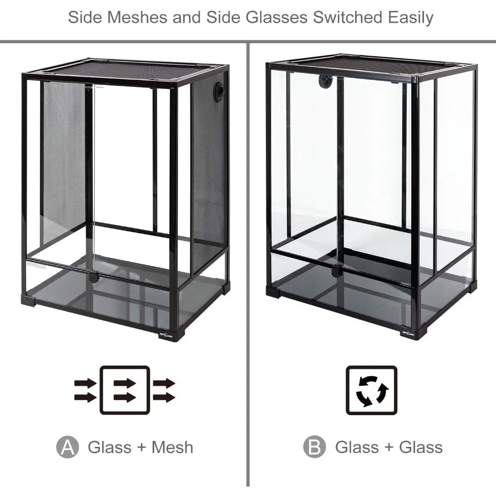 67 Gallon ,24" x18" x36" Reptile Tall Glass Terrarium Rainforest Habitat Double Hinge Door with Screen Ventilation,Easy Assembly