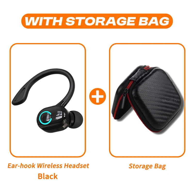 Wireless Bluetooth Earphones HIFI Bass With HD MIC Ear-Hook Earbuds Noise Cancelling Waterproof Headsets