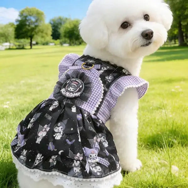 Cute Purple Princess Pet Dress, Breathable Spring Summer Dog Cat Clothes, Sundress for Small Dogs Puppy Kitten