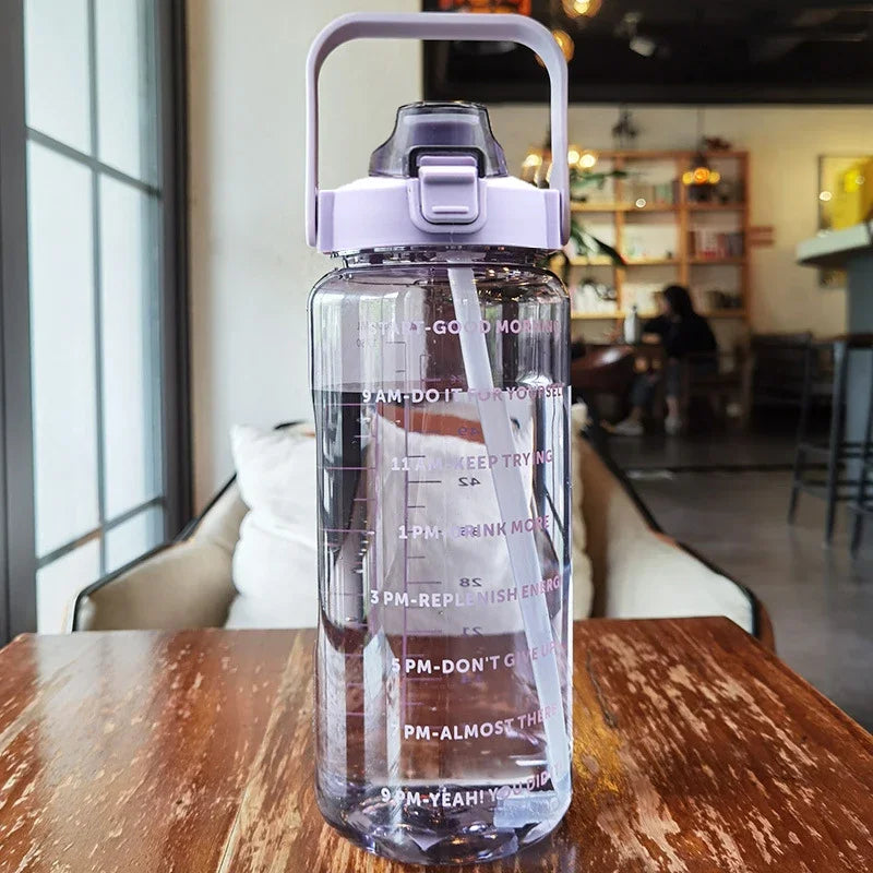 2 Liters Plastic Kettle Large Portable Travel Water Bottle with Straw