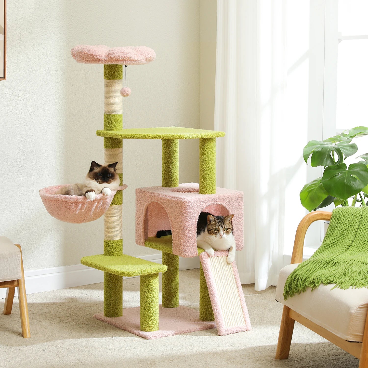 Flower Cat Tree Multi-Level Cat Tower with Sisal Covered Scratching Posts