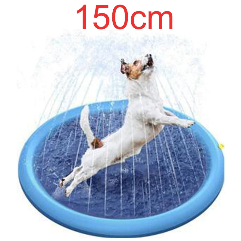 60-97''Summer Outdoor Dog Shower Play pool Inflatable Sprinkler Pad Pet Fountain Foldable
