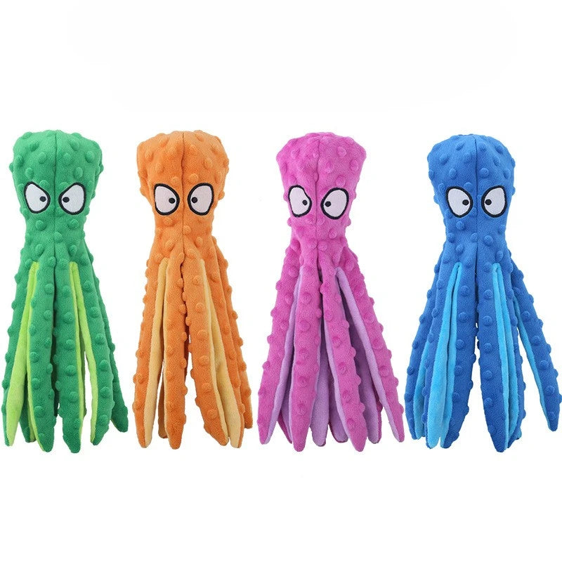 Pet Plush Toy Octopus Dog Interactive Toy Indestructible Bite Resistant squeaky Octopi