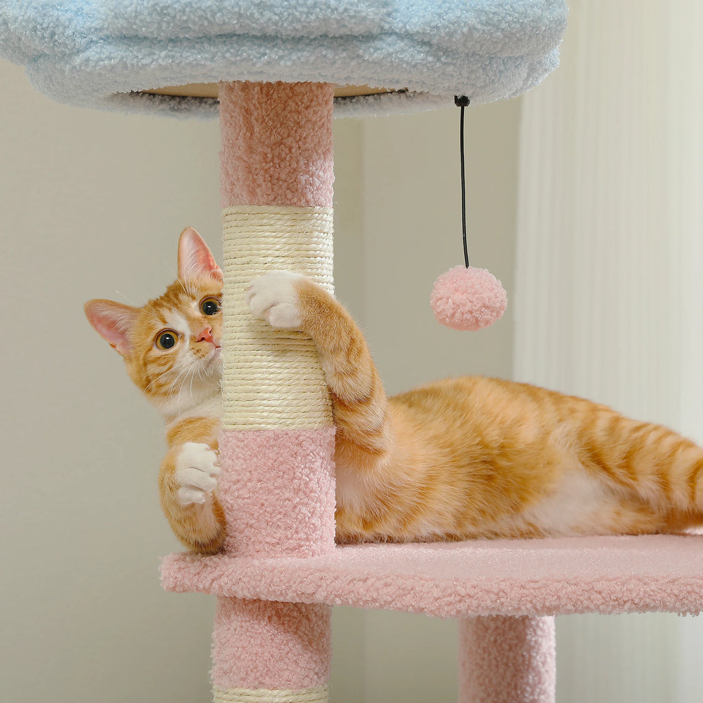 Flower Cat Tree Multi-Level Cat Tower with Sisal Covered Scratching Posts