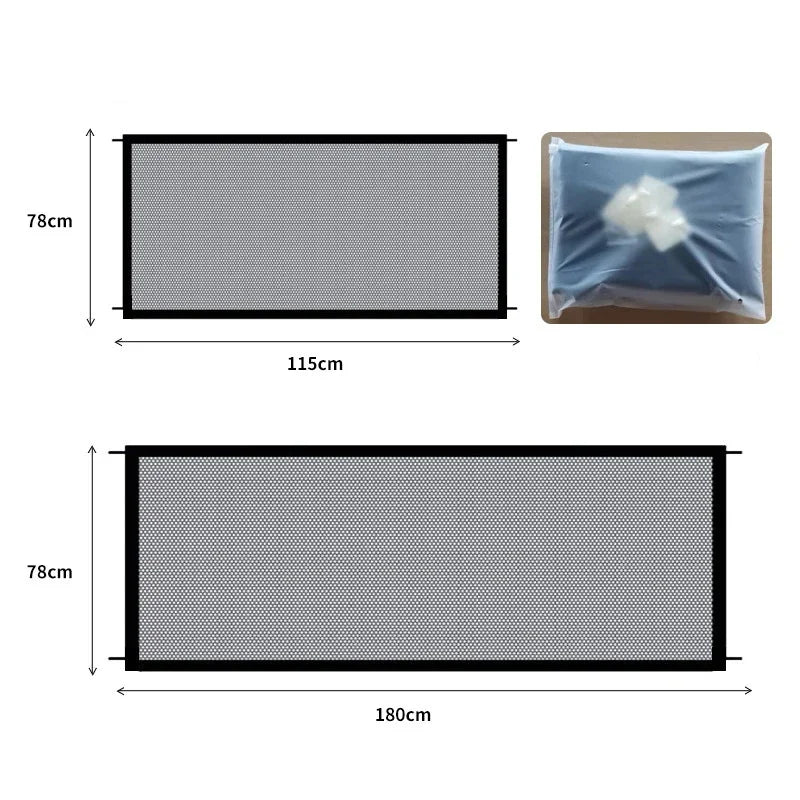 Pet Dog Barrier Fences With 4Pcs Hook Pet Isolated Stairs Gate New Folding  Mesh Playpen For Dog Safety Fence