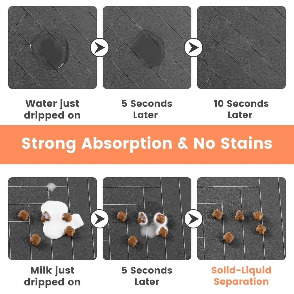 Pet Feeding Mat Absorbent Dog Cat Mat for Food and Water Easy to Clean Pet Placemats Quick Dry Mat for Messy Drinkers
