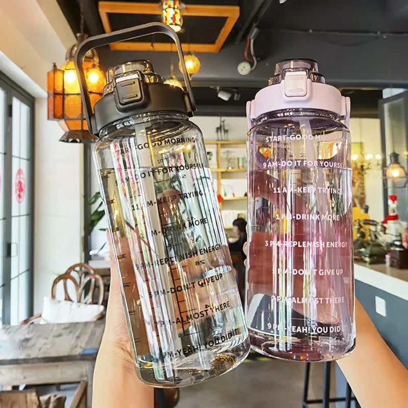 2 Liters Plastic Kettle Large Portable Travel Water Bottle with Straw