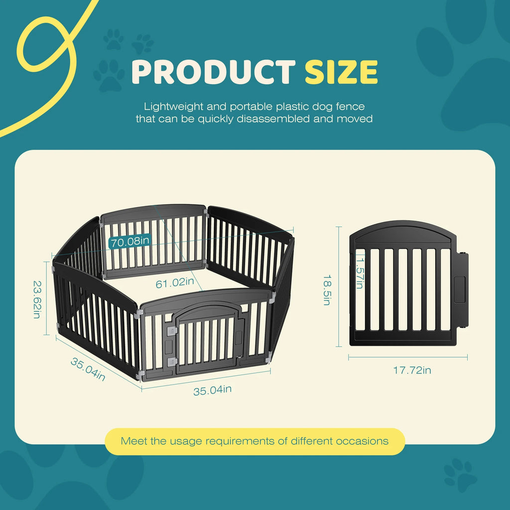 JHK Plastic Dog Playpen 6 Panel 24IN Expandable Durable Pet Fence for Medium Dogs Indoor Outdoor Folding Portable
 Playpen