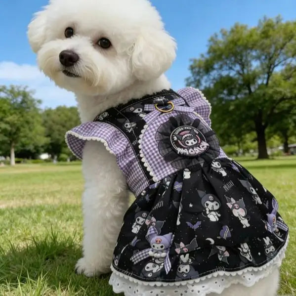 Cute Purple Princess Pet Dress, Breathable Spring Summer Dog Cat Clothes, Sundress for Small Dogs Puppy Kitten