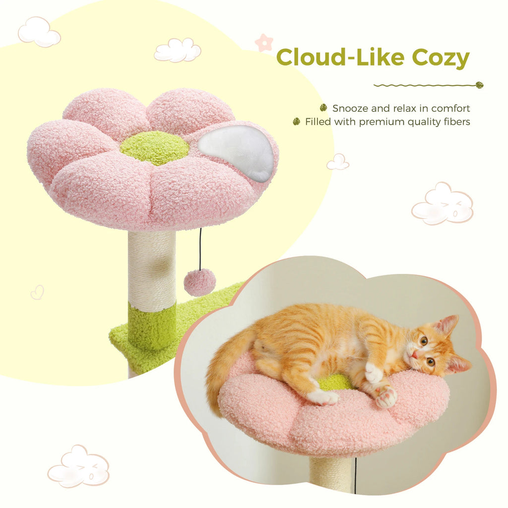 Flower Cat Tree Multi-Level Cat Tower with Sisal Covered Scratching Posts
