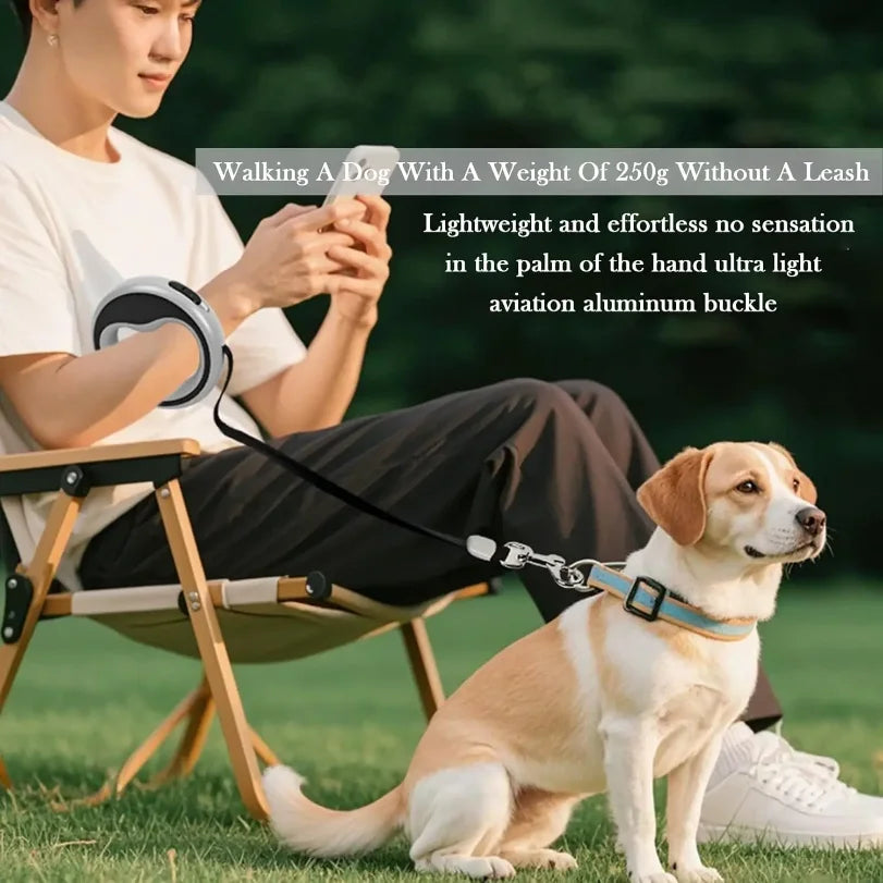 Retractable Dog Lead Heavy-Duty Extendable Dog Leads Strong Nylon Tape Leash One-Handed Brake  Lock Tangle-Free Design
