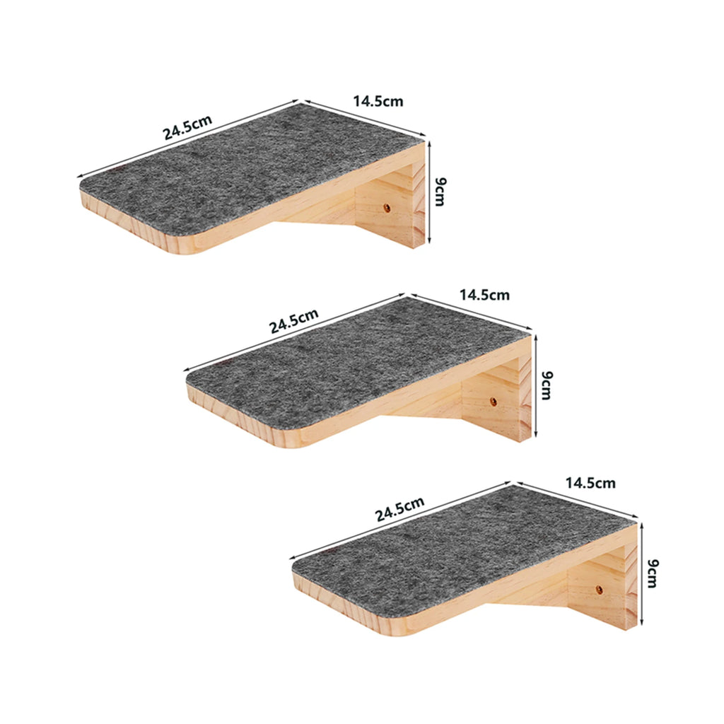Wall Mounted Cat Tree Wooden Shelves Scratching Posts Cat tower Hammock