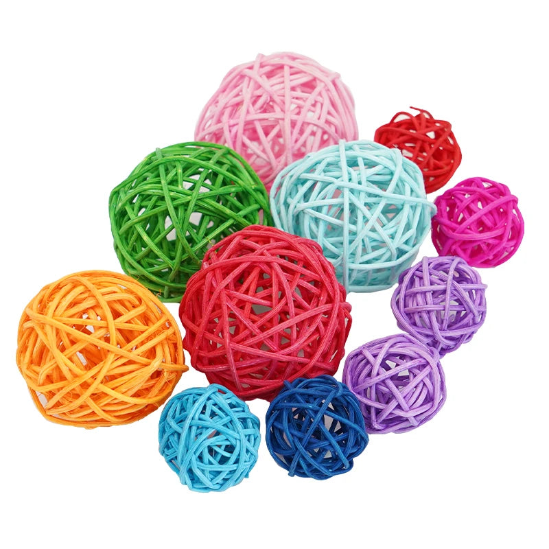 Pet Bird Toys Chewing Toys Bird Rattan Ball Toy Playing Toys 5pcs