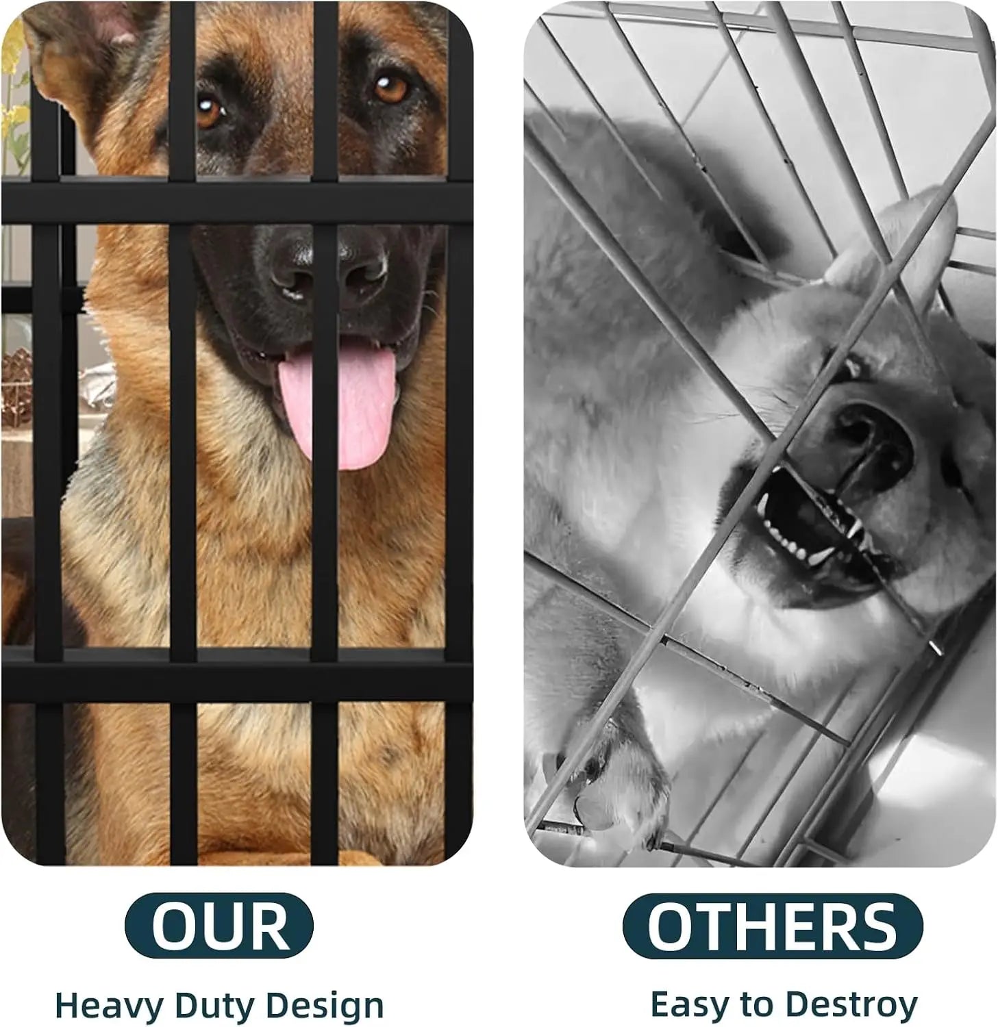 54 Heavy Duty Dog Crate with Mat, Escape Proof Dog Kennel Indoor, High Anxiety Dog Cage with Double