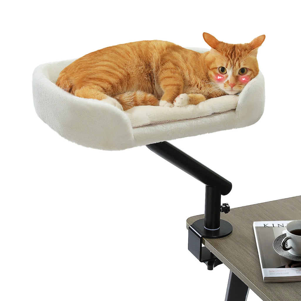 Cat Desk Bed, 360° Rotatable Cat Bed Stand  Adjustable Cat Basket, Cats Hammock for Table