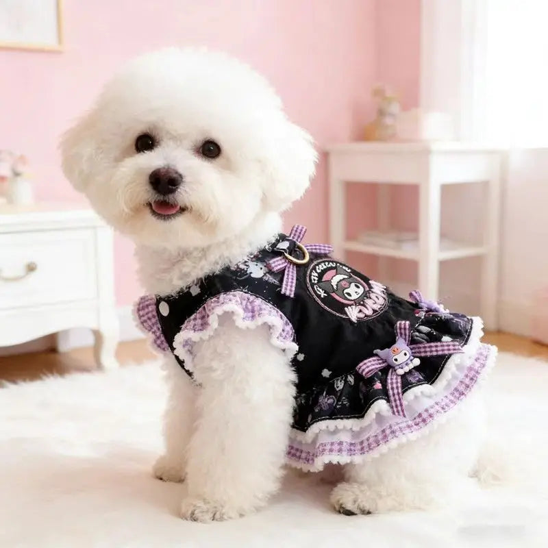 Cute Purple Princess Pet Dress, Breathable Spring Summer Dog Cat Clothes, Sundress for Small Dogs Puppy Kitten