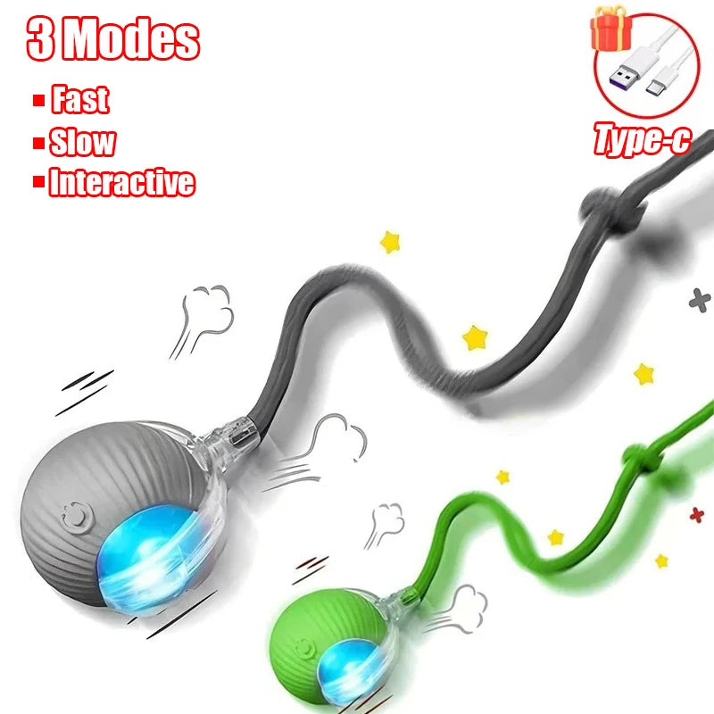 New Cat Interactive Ball Toy Automatic Rolling Ball Faux Tail Rechargeable Smart Pet Electric Toy Dog Cat Training