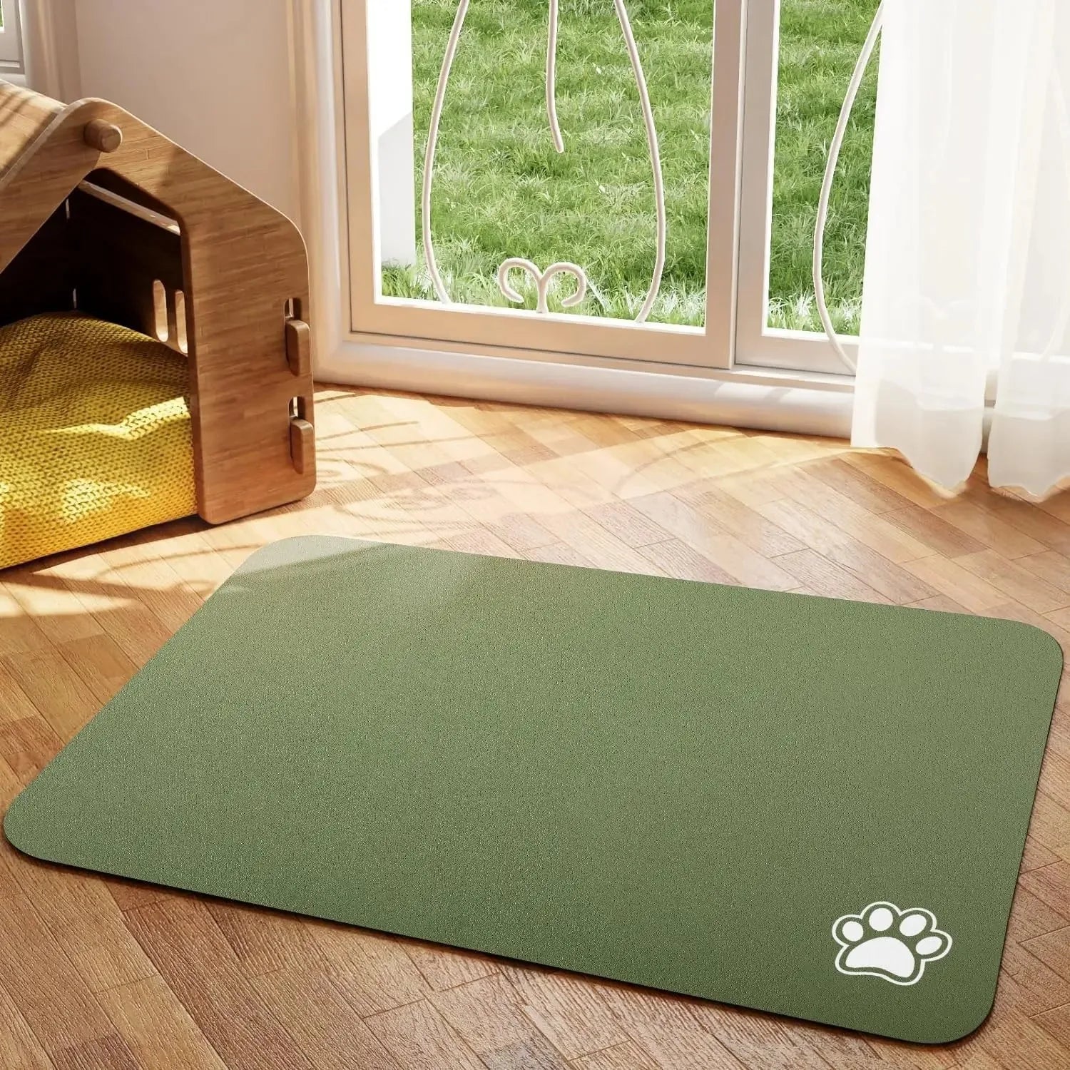 Pet Feeding Mat Absorbent Dog Cat Mat for Food and Water Easy to Clean Pet Placemats Quick Dry Mat for Messy Drinkers